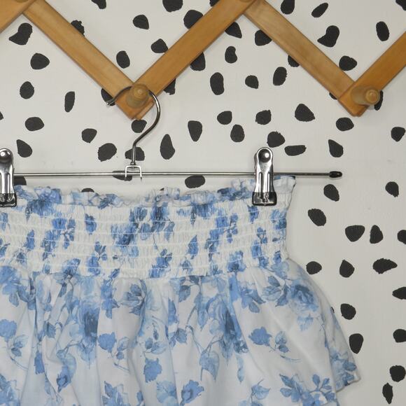 Art Class White Floral Print Tiered Ruffle Smocked Waist Girls Skirt - Picture 2 of 6